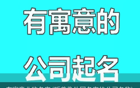 有寓意北欧名字(听着像外国名字的公司名称)