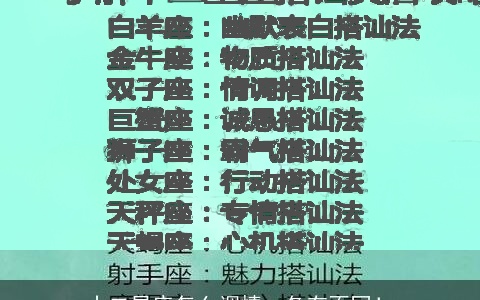 十二星座怎么调情，各有不同！