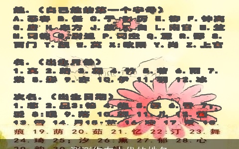 测测你在古代的姓名