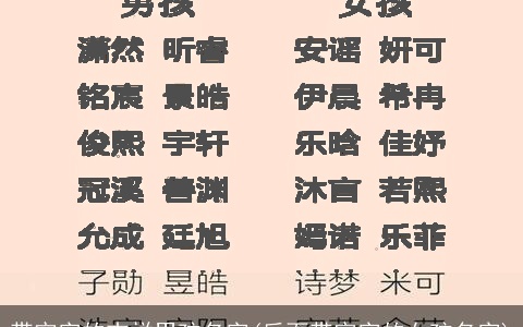 带宇字的吉祥男孩名字(后面带宇字的女孩名字)