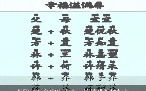 濮阳姓起名字库大全，给姓濮阳的起名