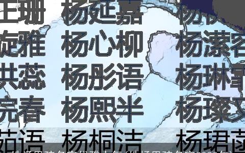 姓杨男孩名字优雅大气(姓杨男孩名字2023年)