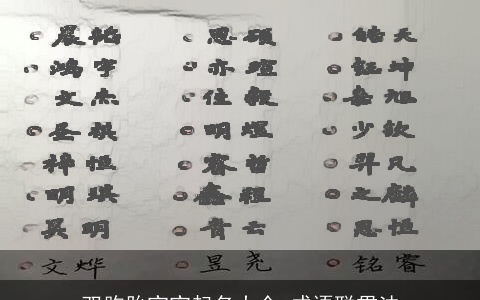 双胞胎宝宝起名大全 成语联贯法