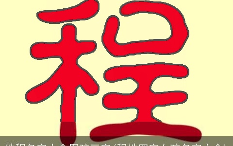 姓程名字大全男孩三字(程姓四字女孩名字大全)