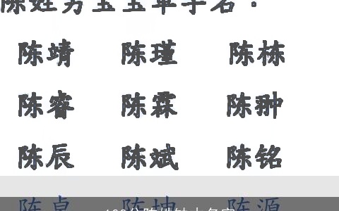 100分陈姓缺木名字