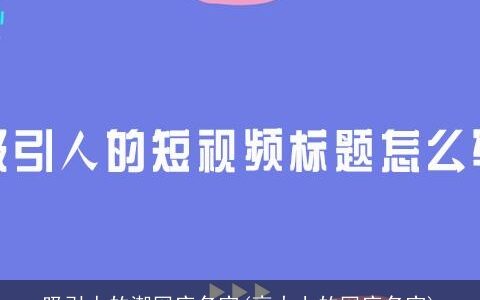吸引人的潮网店名字(高大上的网店名字)