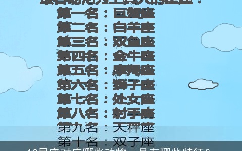 12星座对应哪些动物，具有哪些特征？