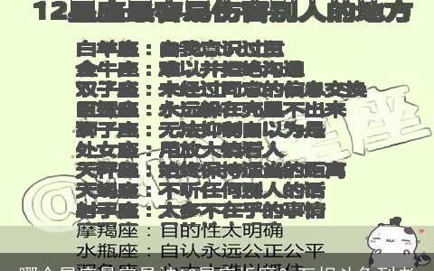 哪个星座最容易被12星座折磨？互相斗争到老