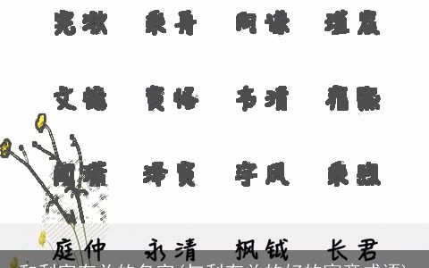 和利字有关的名字(与利有关的好的寓意成语)