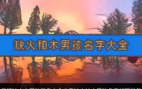 五行缺木火男孩起名大全八字缺木缺火男孩名字好听洋气