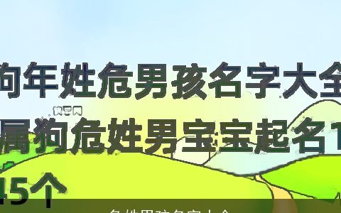 危姓男孩名字大全