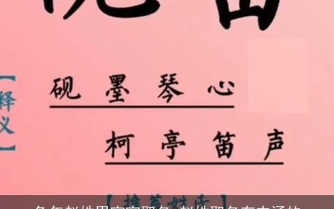 龙年赵姓男宝宝取名 赵姓取名有内涵的