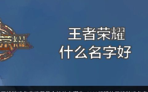 五排游戏名字推荐最个性的有哪些 2024好听的五排游戏名字