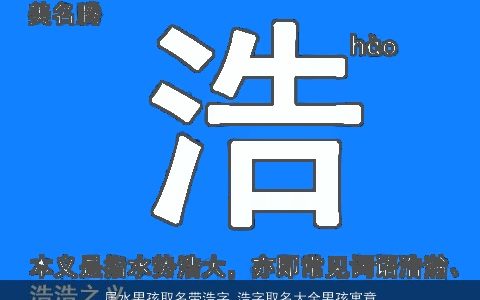 属水男孩取名带浩字 浩字取名大全男孩寓意 2023吉利寓意的五行属水的男孩名字精选