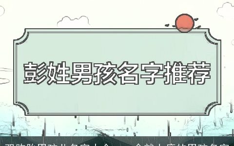 双胞胎男孩儿名字大全  一念就上瘾的男孩名字