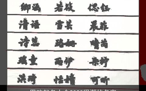 男孩起名大全2024很潮的名字