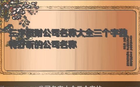 公司名字大全三个字的