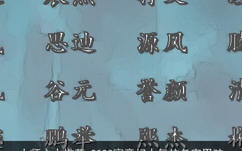 大师心水推荐 2023寓意好大气的名字男孩