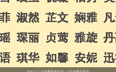 今年十二月份男宝宝取名 12月份男孩取名大全字 2023帅气有涵养的男宝宝男孩名字