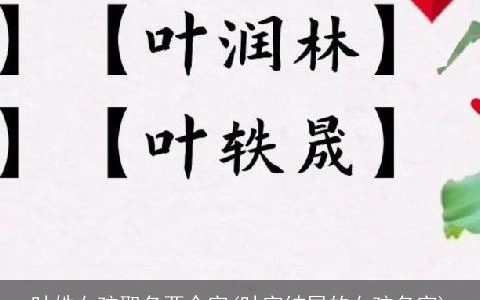 叶姓女孩取名两个字(叶字结尾的女孩名字)