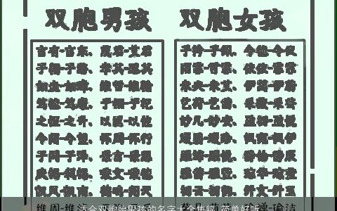适合双胞胎男孩的名字大全集锦 简单好听2023 简单好听的双胞胎男孩名字最新