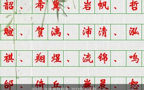 2024年女孩最佳取名 2024年女孩取什么名字大全好 高雅有涵养的女孩名字大全