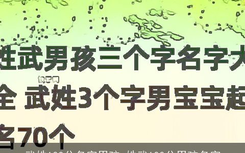 武姓100分名字男孩_姓武100分男孩名字