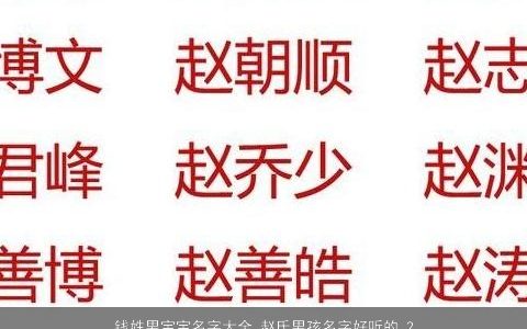 钱姓男宝宝名字大全 赵氏男孩名字好听的 2023洋气好听的钱姓男宝宝男孩名字大全精选