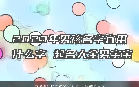 与俊搭配的男孩名字大全 大气的男生学名 2023洋气大气的男孩男生名字大全