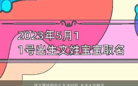 姓文男孩取什么名字好听 名字大全精选 2023洋气好听的文姓男孩名字大全