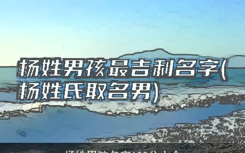 杨姓男孩名字100分大全