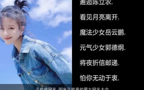 正能量网名 阳光正能量的男女网名大全 2023新颖阳光的网名男女网名名字
