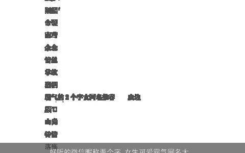 好听的微信昵称两个字 女生可爱霸气网名大全 好听可爱霸气的微信昵称女生网名名字最新
