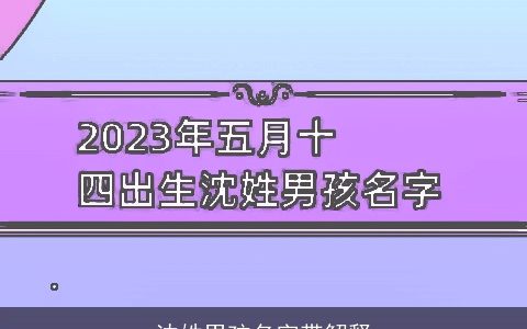 沈姓男孩名字带解释
