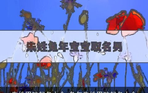 朱姓男孩起名大全 兔年朱姓男孩起名大全