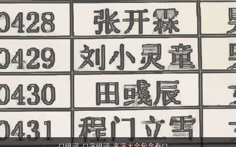 口组词 口字组词 名字大全包含有口的词语成语 高雅有涵养的成语名字最新