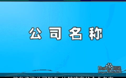 信息咨询公司起名 比较响亮的企业名字