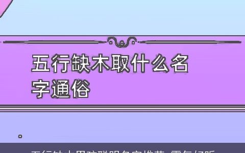 五行缺木男孩聪明名字推荐 霸气好听