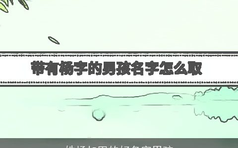 姓杨加田的好名字男孩