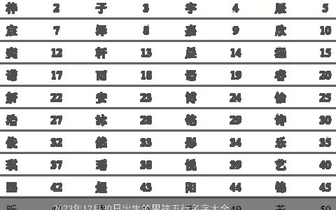 2023年12月30日出生的男孩五行名字大全 缺木火最佳用字 新颖有涵养的五行缺木的男孩名精挑