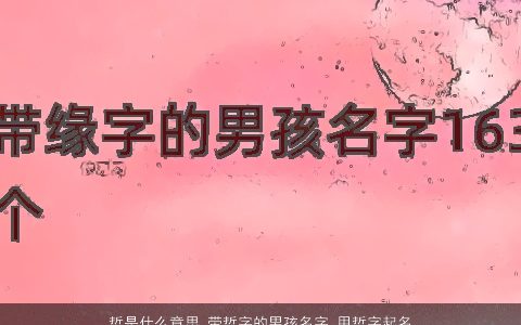 哲是什么意思 带哲字的男孩名字 用哲字起名大全的寓意 2023帅气寓意的带哲字男孩名