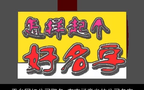 平台网红公司取名 有吉祥意义的公司名字