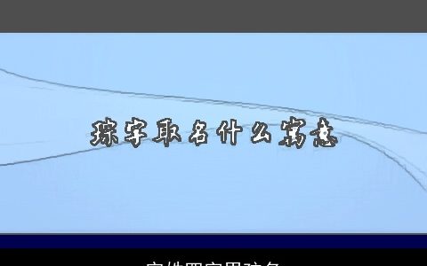 宗姓四字男孩名