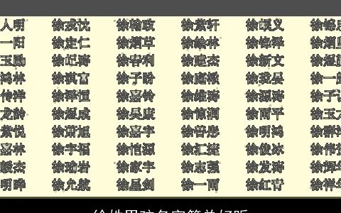 徐姓男孩名字简单好听