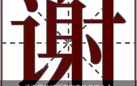 姓谢男孩好听有寓意的名字大全