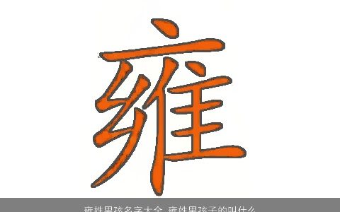 雍姓男孩名字大全 雍姓男孩子的叫什么好 帅气有涵养的雍姓男孩名字大全最新