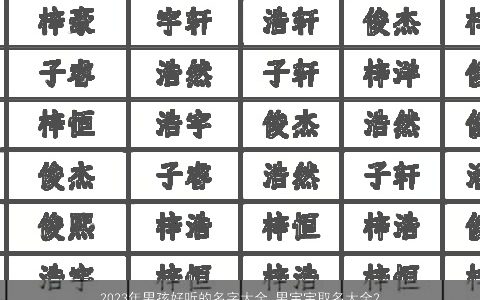 2023年男孩好听的名字大全 男宝宝取名大全2023年免费 2023年名字大全男孩名字排行榜