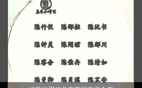 姓陈的男孩名字有寓意两个字