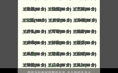 带岚字的有寓意男孩名字 关于岚的名字大全 2023好听寓意的带岚字男孩名精挑