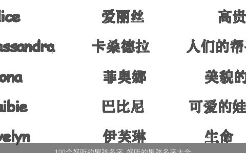100个好听的男孩名字 好听的男孩名字大全有哪些2024 好听好听的男孩名字大全筛选_